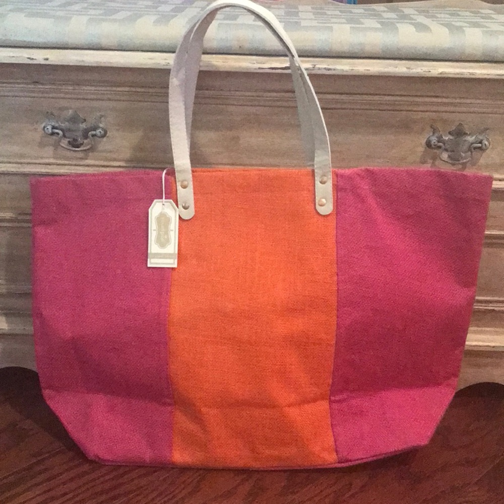 Mudpie Colorblock Jute Tote